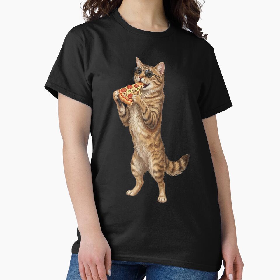 Funny Cat Eating Pizza Animal Lover by TerryConnells