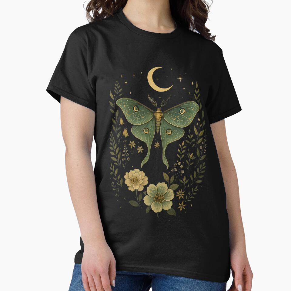 Vintage Grunge Luna Moth Floral by verinanawaffb