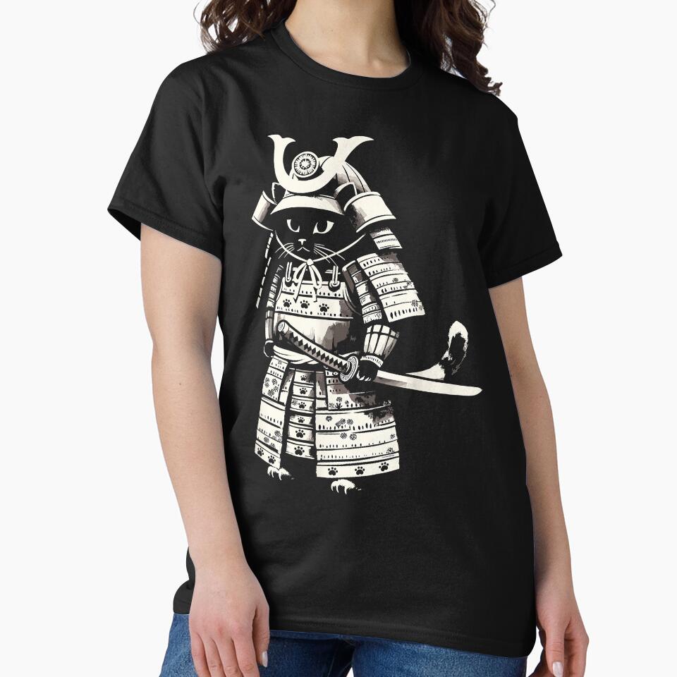 Kawaii Cat Anime Japanese Retro Samurai Novelty Funny Cat by StefanieKappel