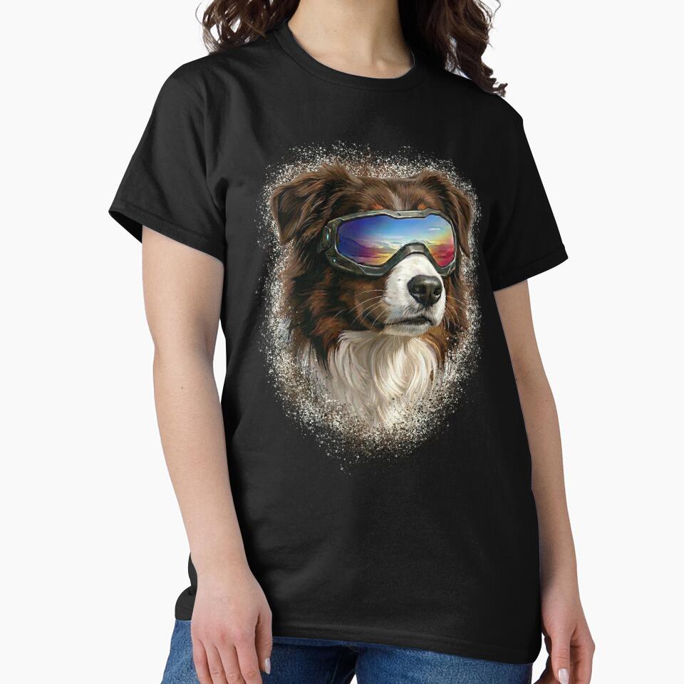 AUSTRALIAN SHEPHERD BROWN AND WHITE WITH GOGGLES by JUPITERINMOTION