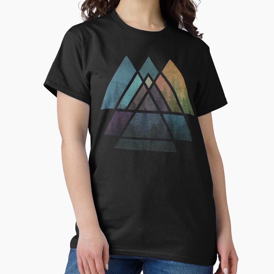 Sacred Geometric Triangles - Colorful Grunge Misty Forest by maryedenoa
