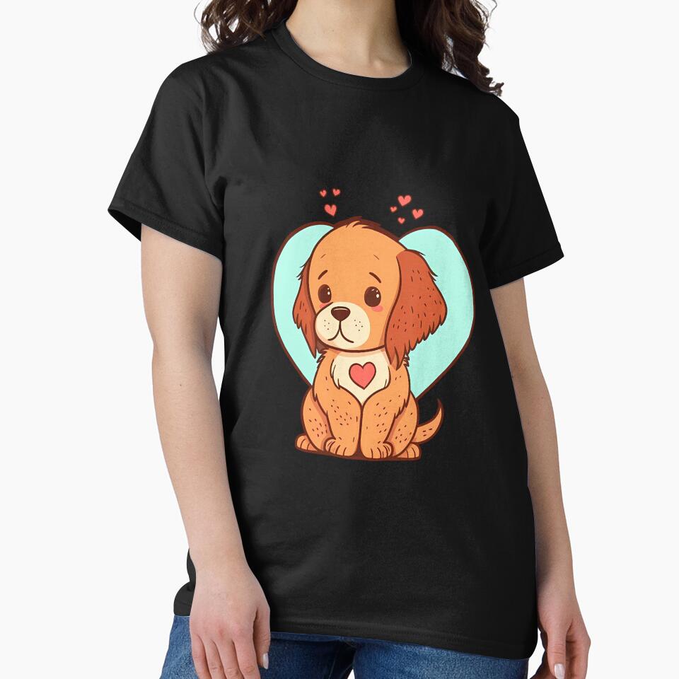 Cute Little Dog With Red Hearts for Dog Lovers by Vexel Studio