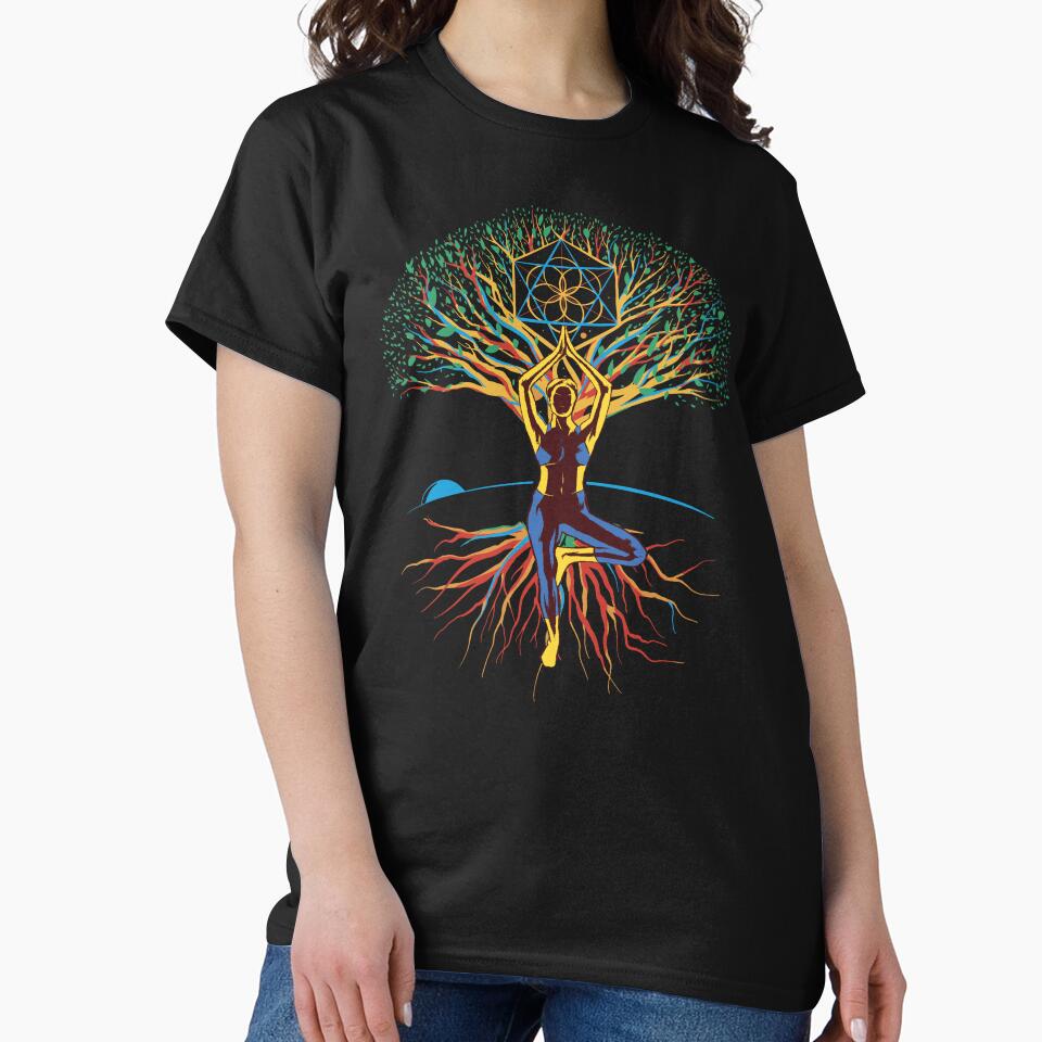 Yoga tree of life design A person does yoga in front of a tree by ReneMM