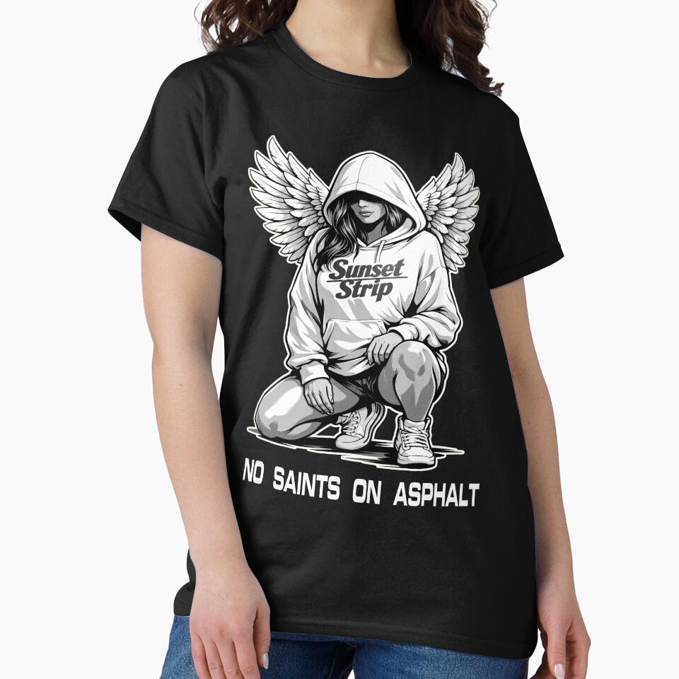 Angel Streetwear Hoodie Art – No Saints on Asphalt Sunset Strip by VG FASHION DESIGNS