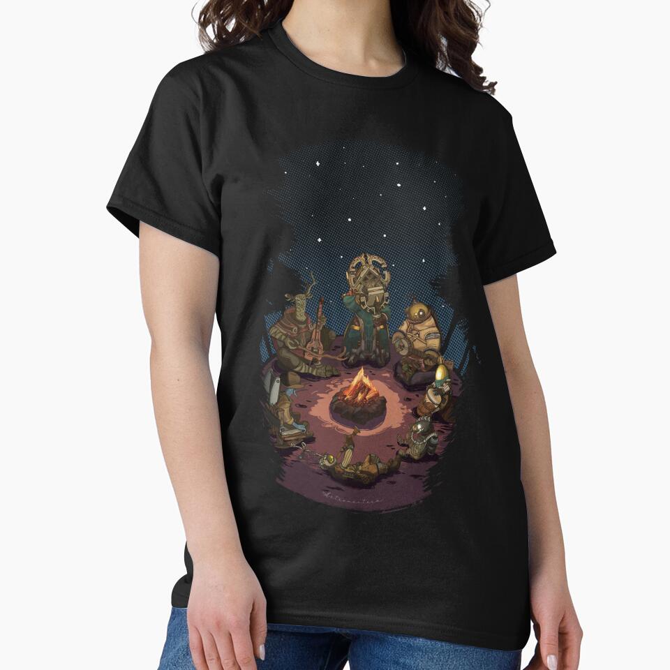 Outer Wilds Campfire Scene with All Characters Sitting Together for Indie Game Fans by · GAMING SOUL ·