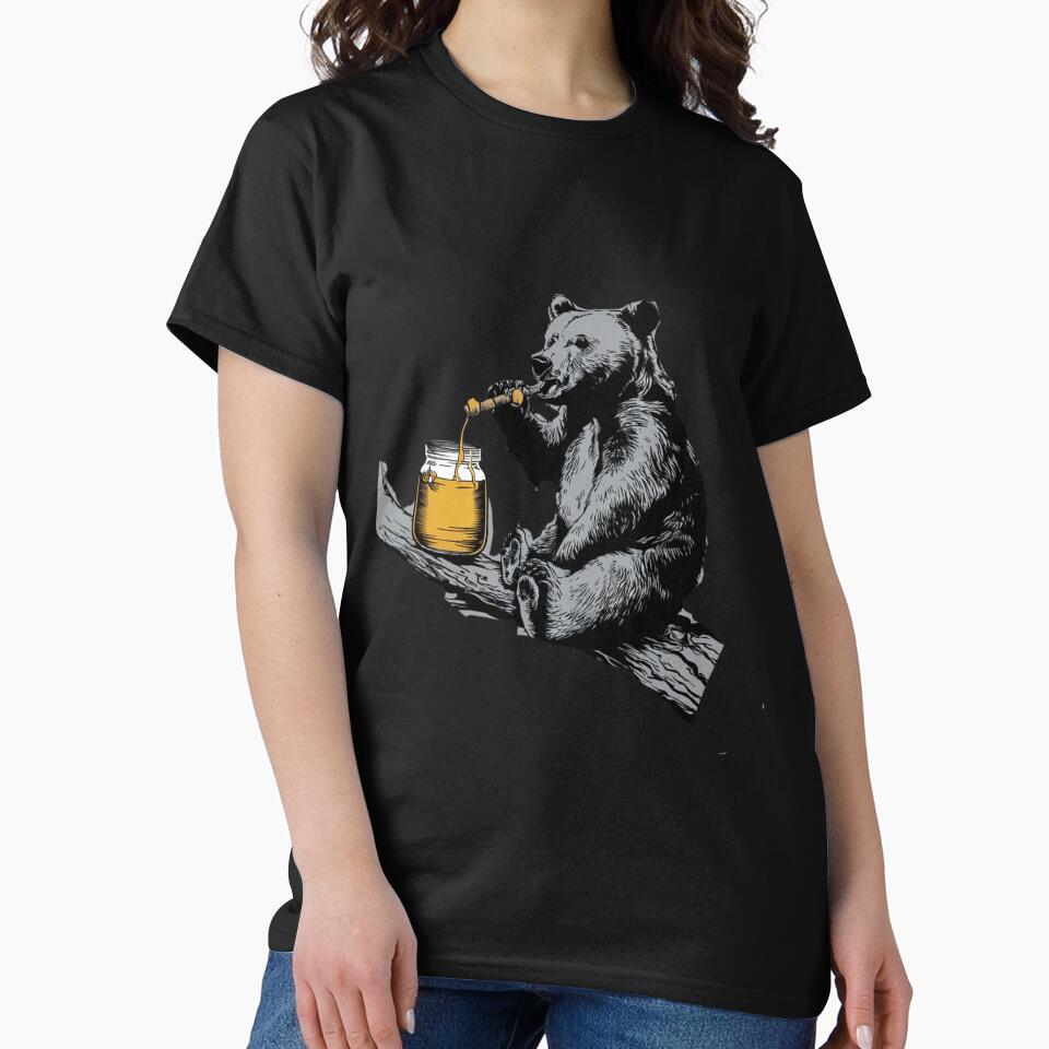Banksy style Bear eating honey, by Ajax90