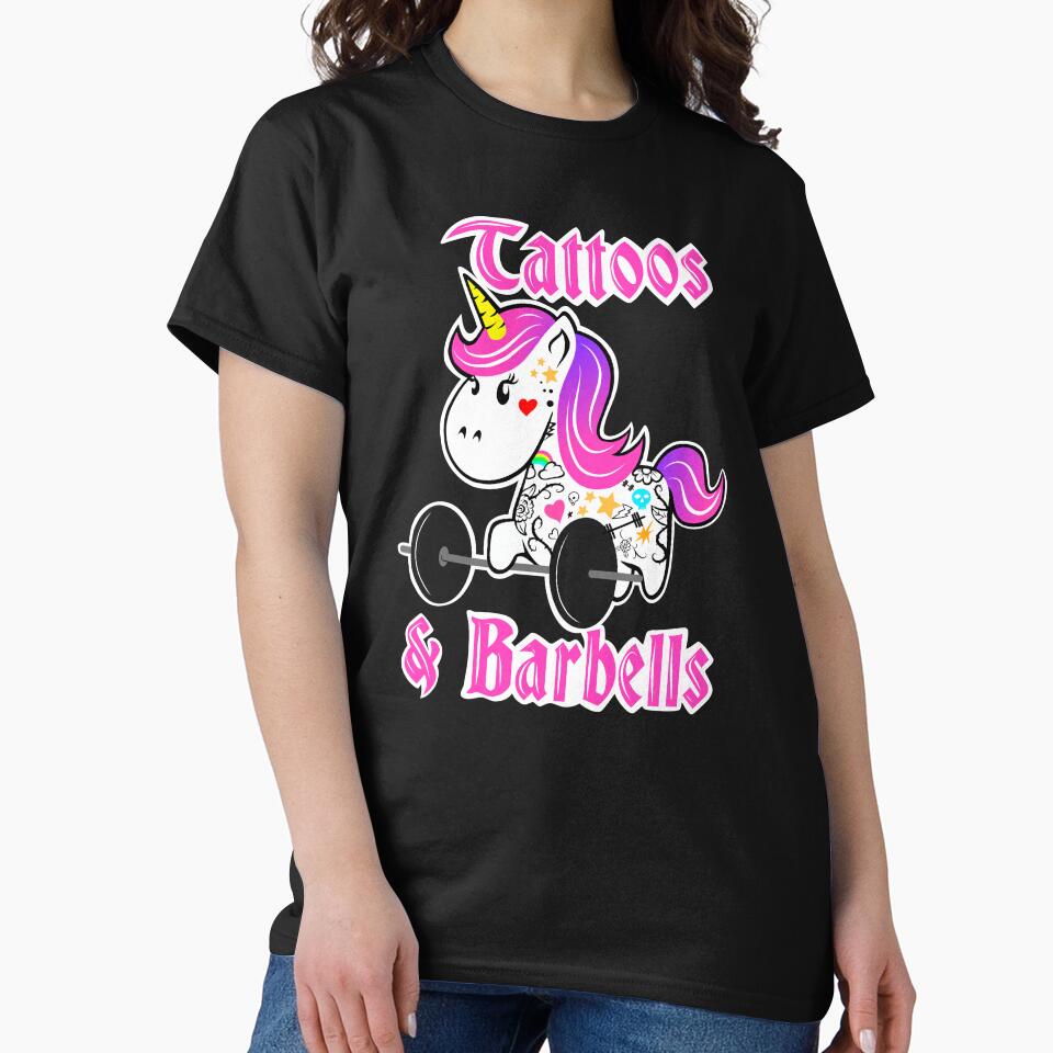 Fitness girl, barbell unicorn, tattoos and barbells by Tim Addison