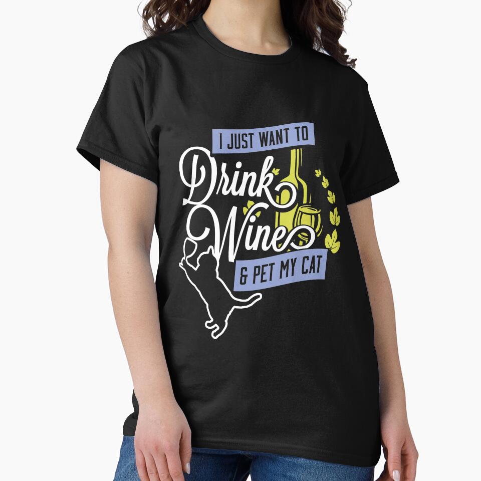 Drink wine and pet my cat gift for cat lovers fun original quote by djpraxis