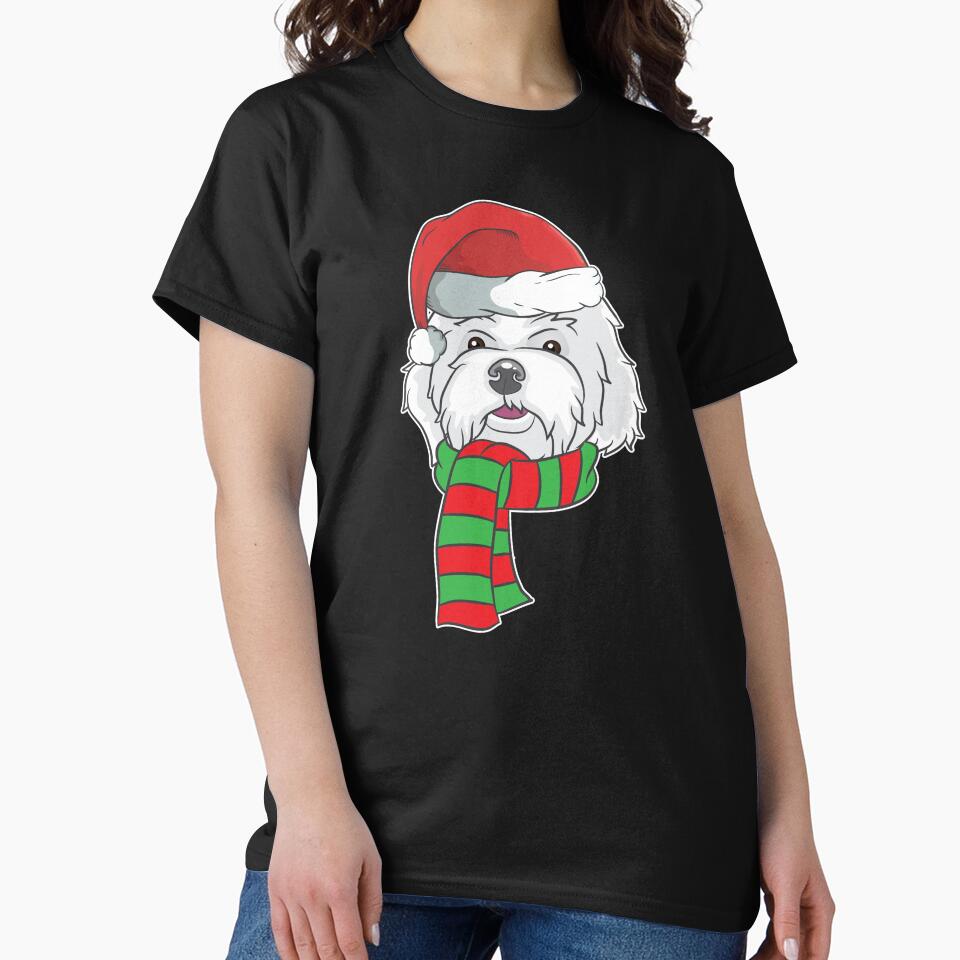 Funny Christmas Dog Xmas Santa  Maltese Dog Holiday Gift by haselshirt