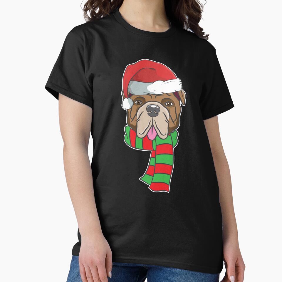 Funny Christmas Dog Xmas Santa Bulldog Holiday Gift by haselshirt