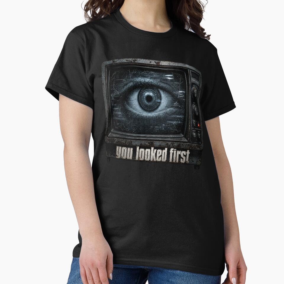 You Looked First | Creepy Vintage TV Design by FadedFrequency