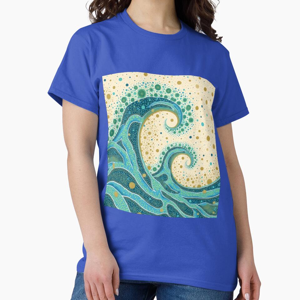 Aboriginal Inspired Dot Art - Big Ocean Teal Waves by GrinGalore