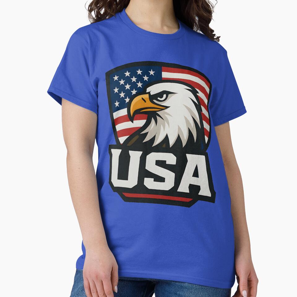 USA Bald Eagle Sports Logo T-Shirt – American Flag Emblem | 2026 World Cup Fan by legendaryskins