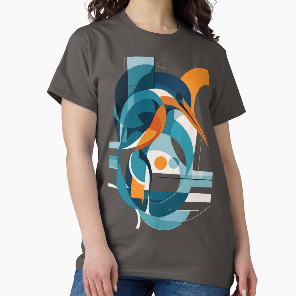 Abstract Geometric Kingfisher – Modern Minimalist Bird Art by PrimitiveTees