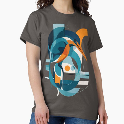 Abstract Geometric Kingfisher – Modern Minimalist Bird Art by PrimitiveTees