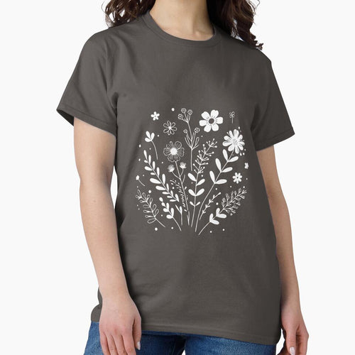 Aesthetic Floral T-Shirts, Gifts for Women, Flowers Crewneck Sweatshirt, Minimalist Tees, Floral Shirts for Women, Wild Flowers Graphic Tees by teecraftstudios