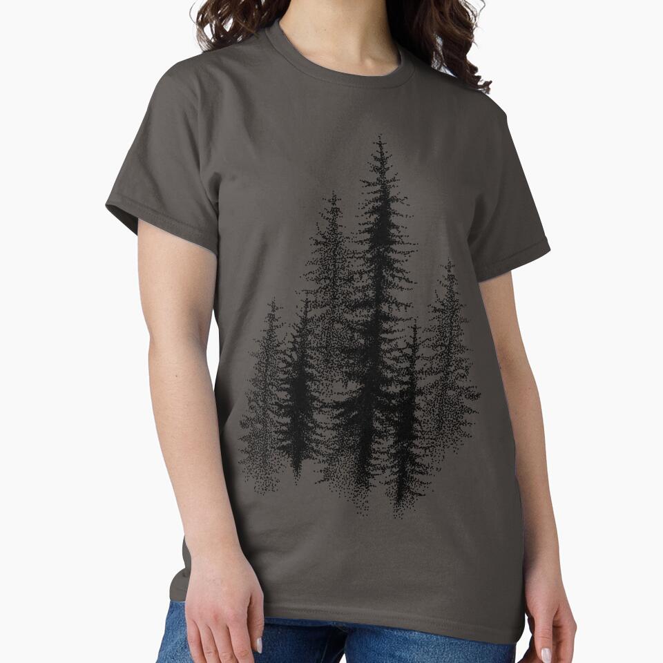 Dotwork black scandinavian forest. by Bokasana