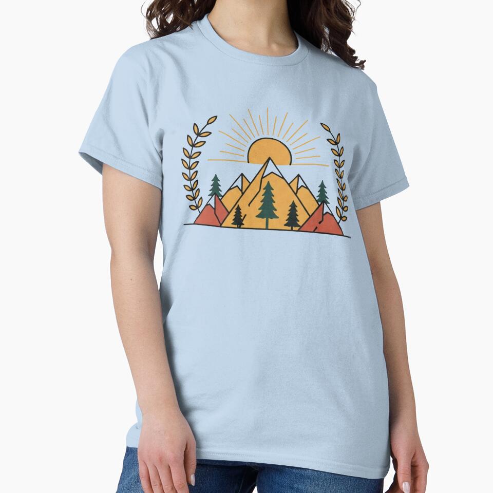 Boho Mountain Sunrise | Earthy Retro Boho Landscape Art by Dzblack
