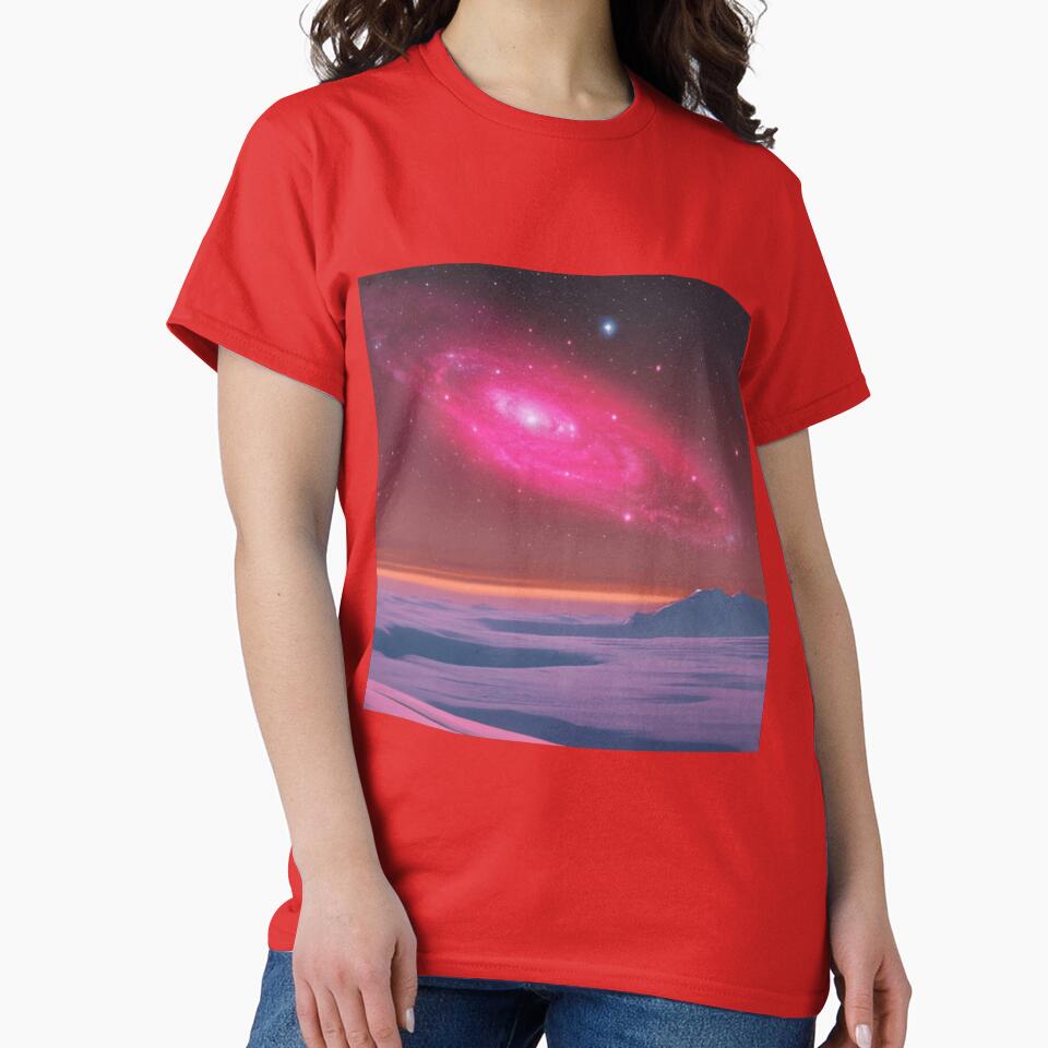 Red galaxy against an ice planet by Girly-Universe