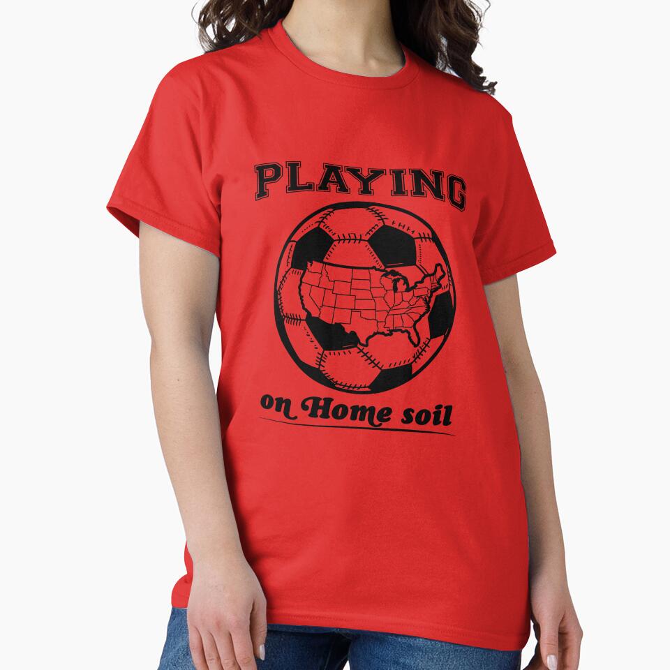 Playing on Home Soil — USA Map Soccer Ball Graphic T-Shirt | World Cup 2026 American Soccer Gift by ArtofDari