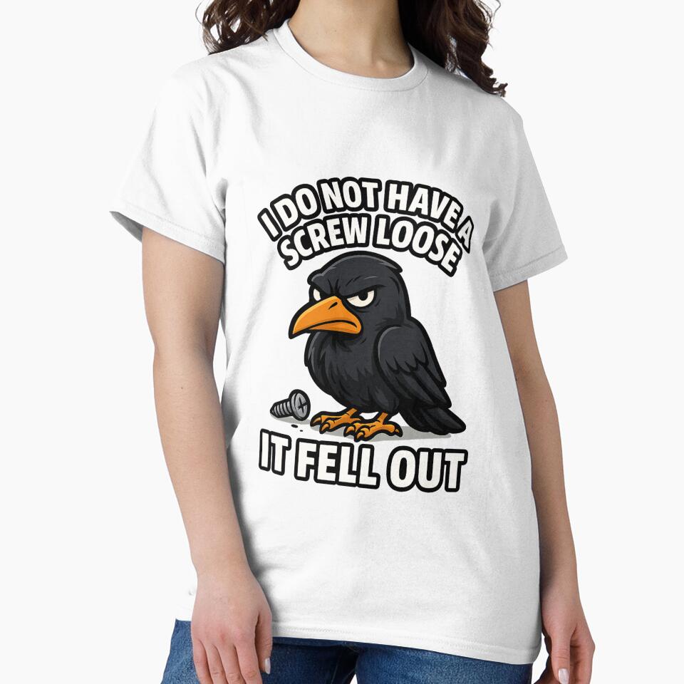 Grumpy Cartoon Crow – Funny Screw Loose Sarcasm Design by DailyDrivesct