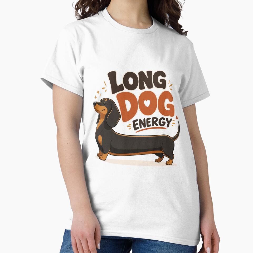 Long Dog Energy Dachshund Dog Dad Funny Kawaii T-Shirt by Ashley critters