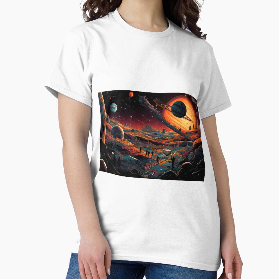 Solar system and futuristic space station. Colorful planets, galaxy and universe. Space cartoon. by anytka