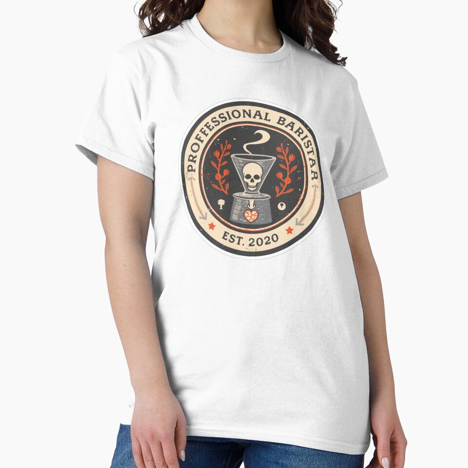 Professional Barista Skull Vintage Coffee Badge - Est 2020 by SandiCreative