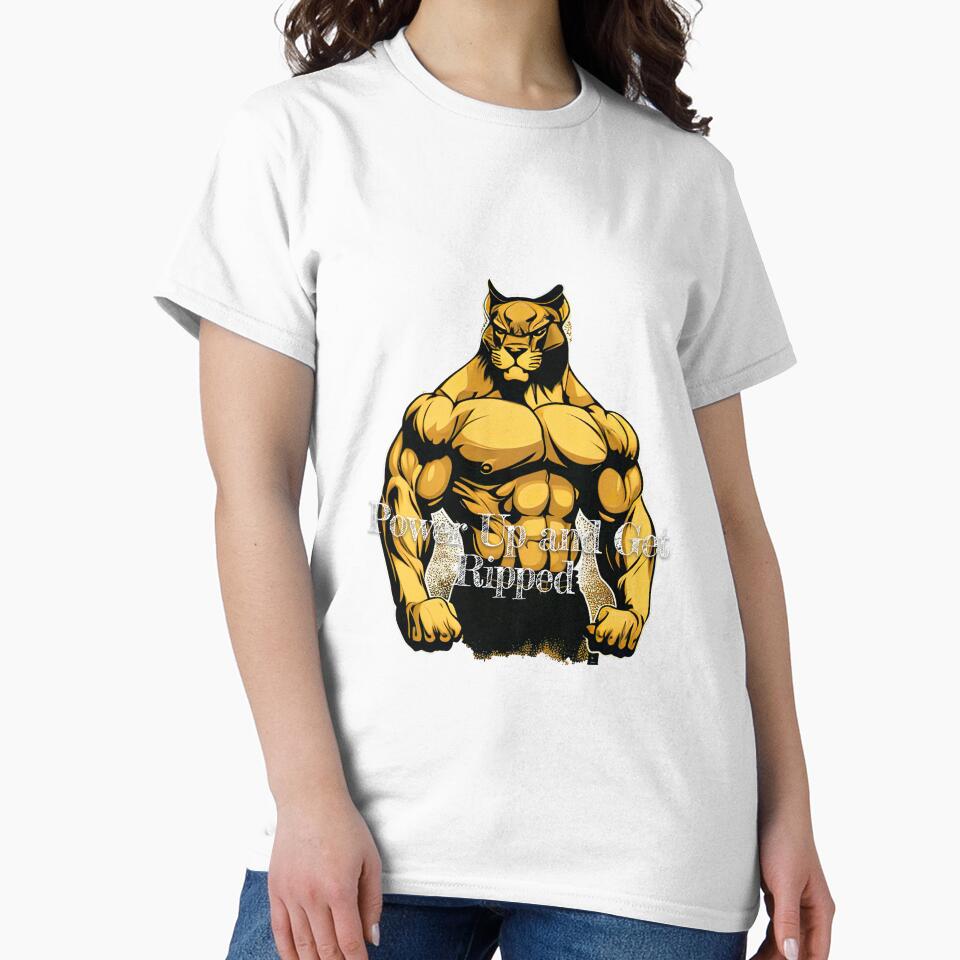 Power Up and Get RippedDesignBodybuilding Fitness Gym Workout Exercise Merch Print Design by tengamerx