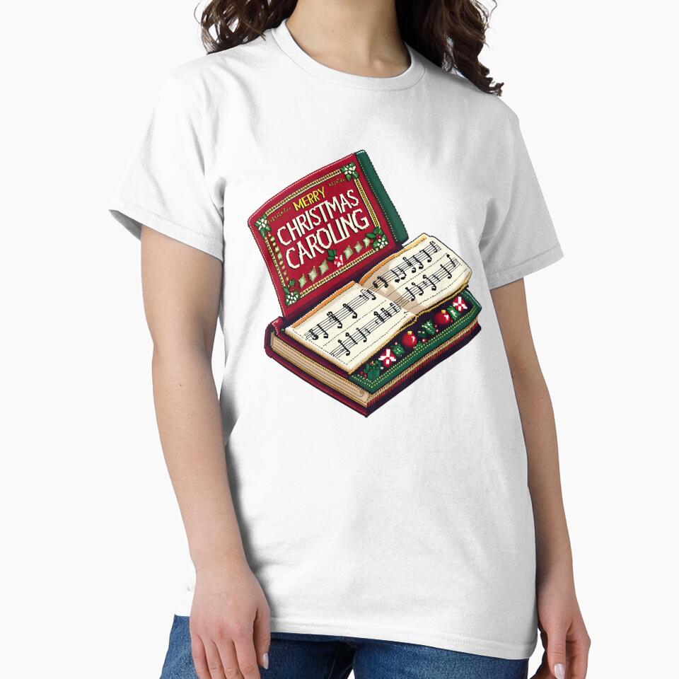 Cute Pixel Christmas Caroling Book with Music Notes by BankMano