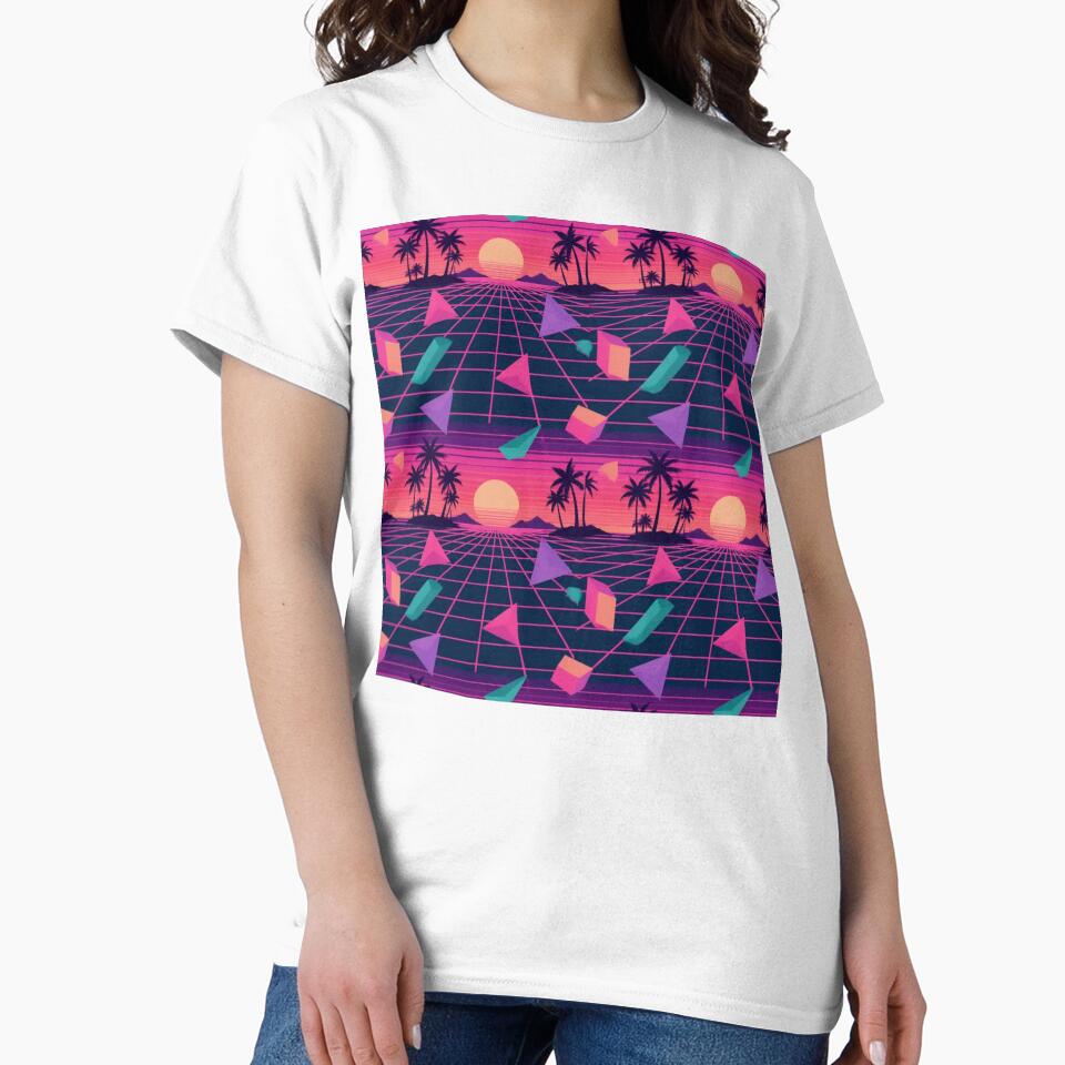 Retro Vaporwave Grid Sunset Synthwave Aesthetic by StickyGuys