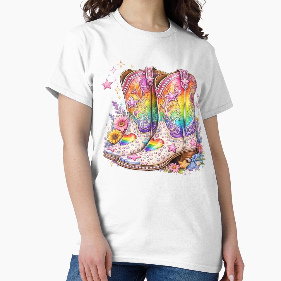 Rainbow Cowboy Boots Pride Design | LGBTQ Western Cowgirl Gift | Queer Country Pride Outfit by ArtByTripti