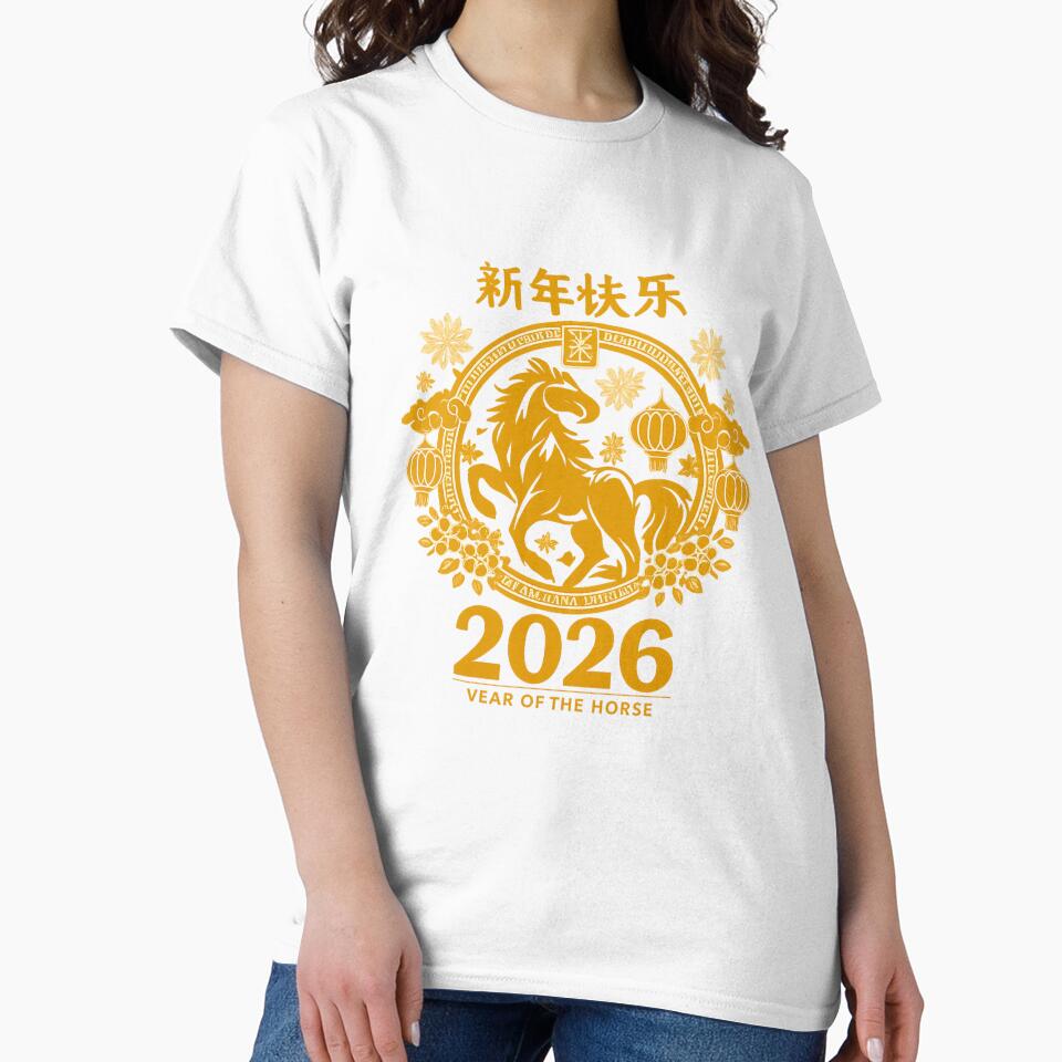 Lunar New Year 2026 – Year of the Horse | Golden Chinese Festival T-Shirt Design by DailyDrivesct