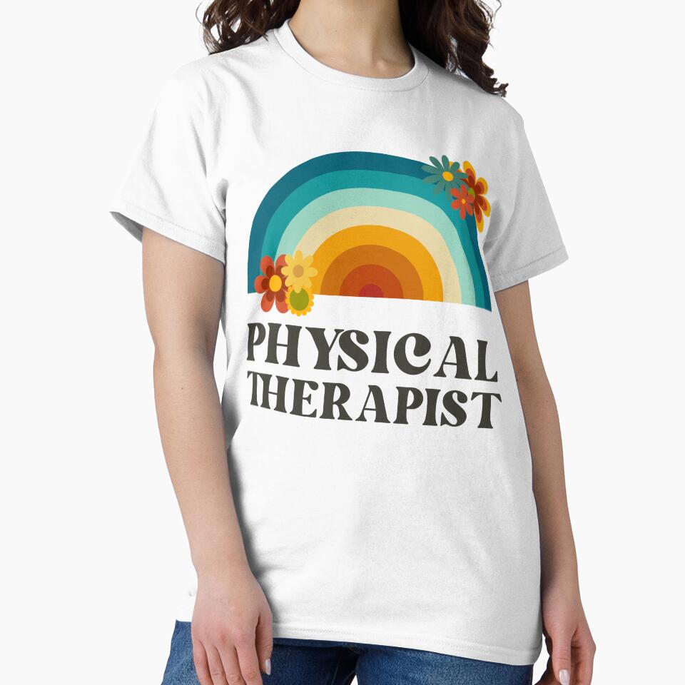 Physical Therapist Retro Flowers Vintage Rainbow by AsinusAS