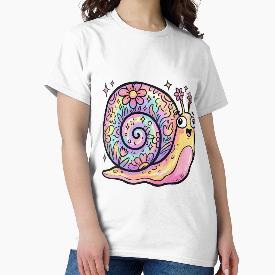 Iridescent Whimsical Petal Shell Gastropod by Emegan Print Art