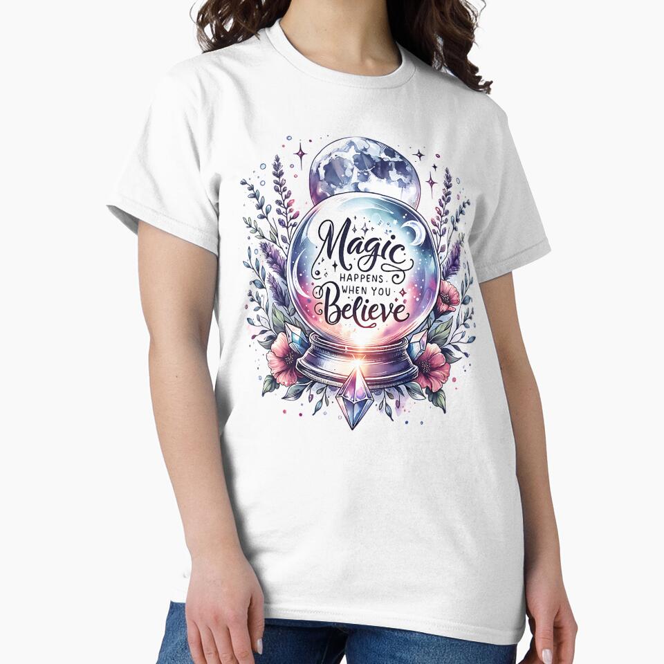 Magic Happens When You Believe - Floral Celestial Crystal Ball by Testarossi Designs