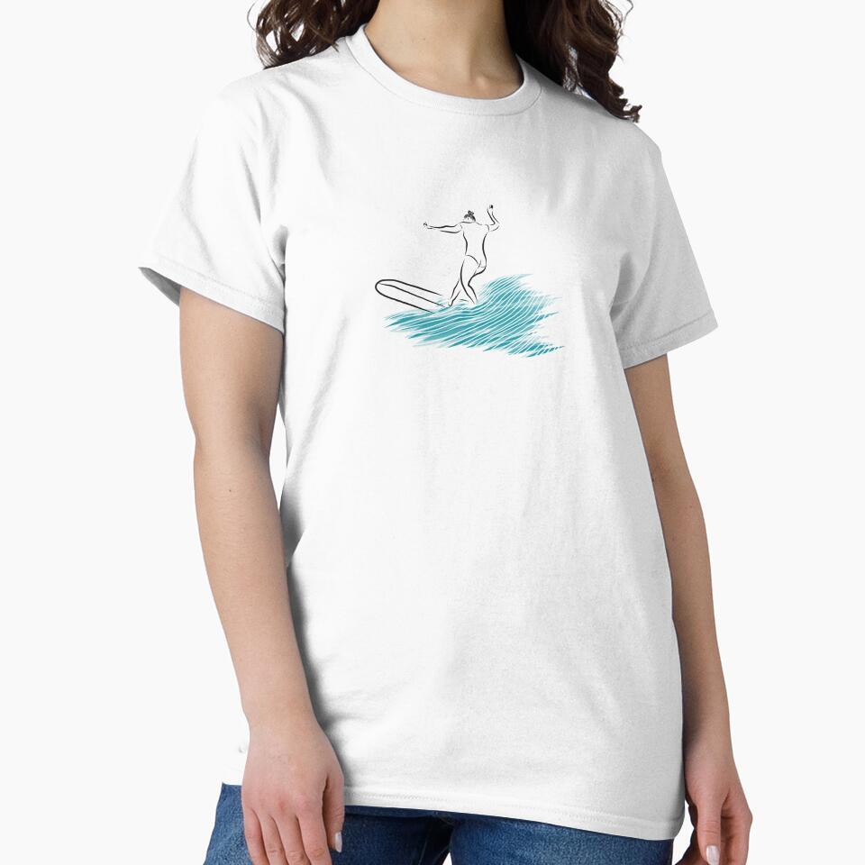 Longboarding surfing woman - minimalist design by Tropical Blood