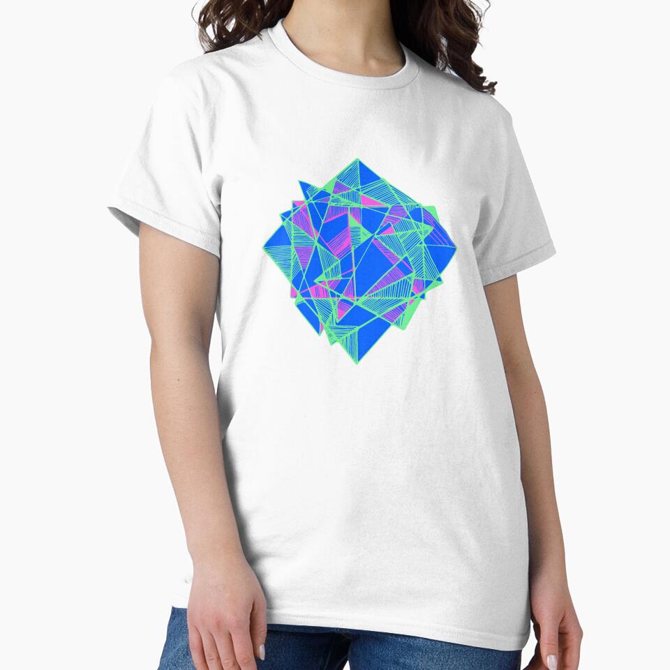 Geometric Art abstract cool triangles blue by Carolina Salazar