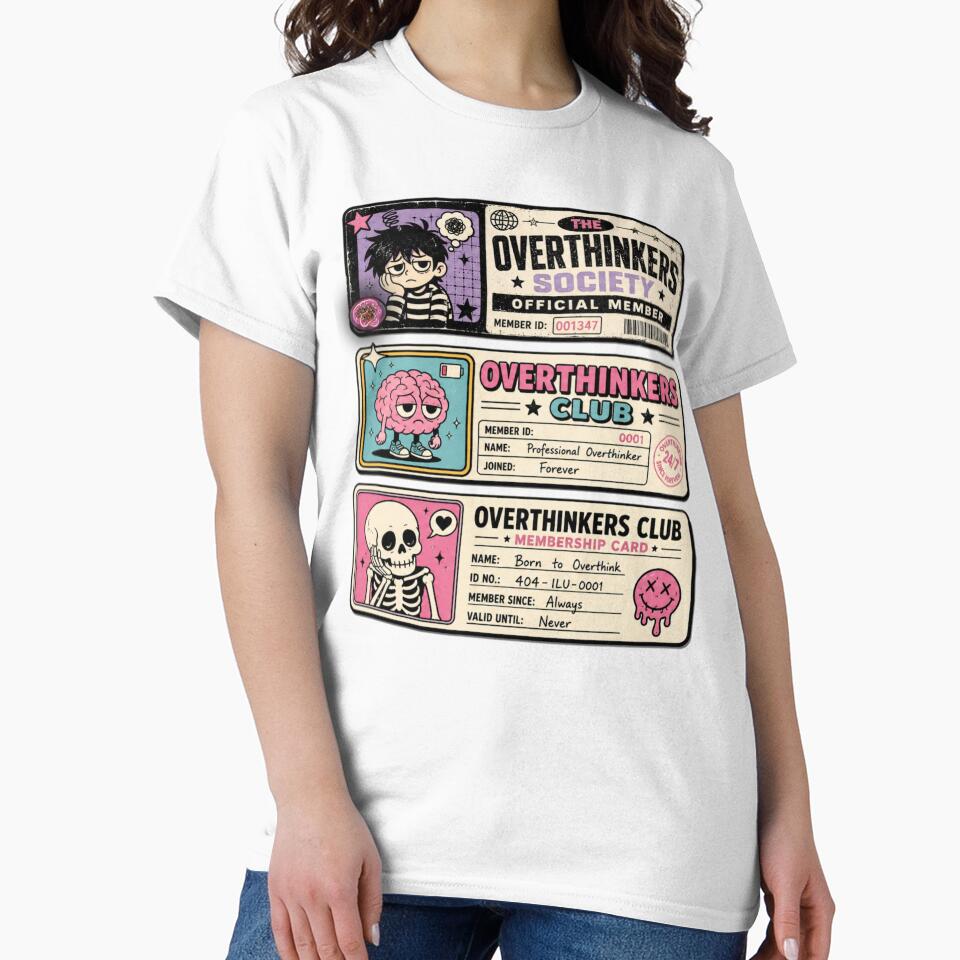 Overthinkers Club Sticker Pack | Funny Overthinking Membership Card Stickers | Introvert Brain Humor Decal Set by sadedream