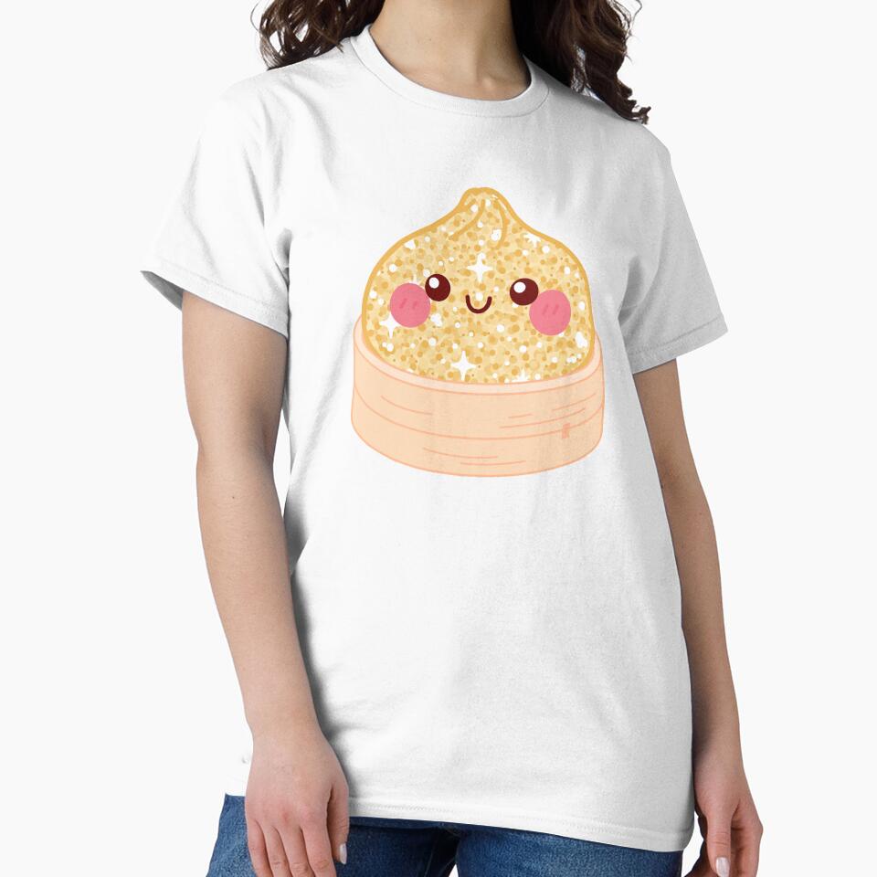 Kawaii Golden Glitter Squishy Dumpling in a bamboo steamer basket by EmeraldeaArt