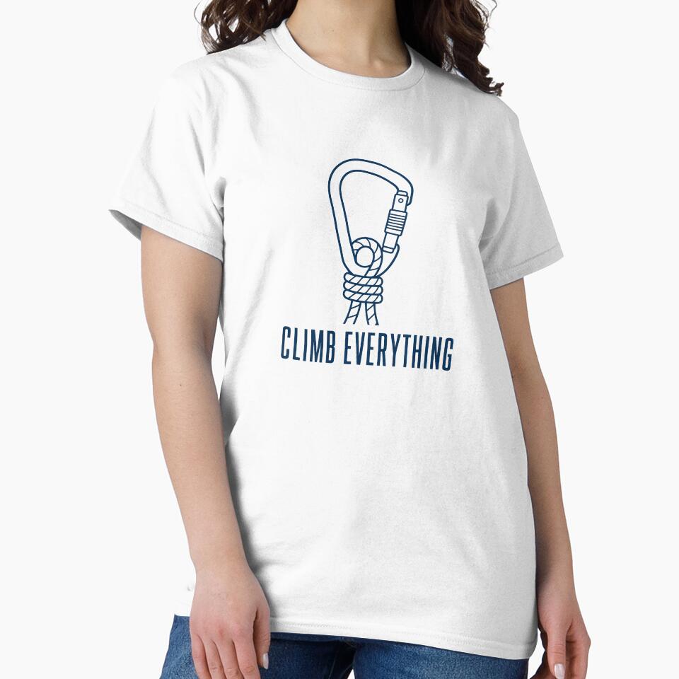Climb Everything Minimal Carabiner Line Art Climbing Tee Sticker Rock Climber Gift by sharifex