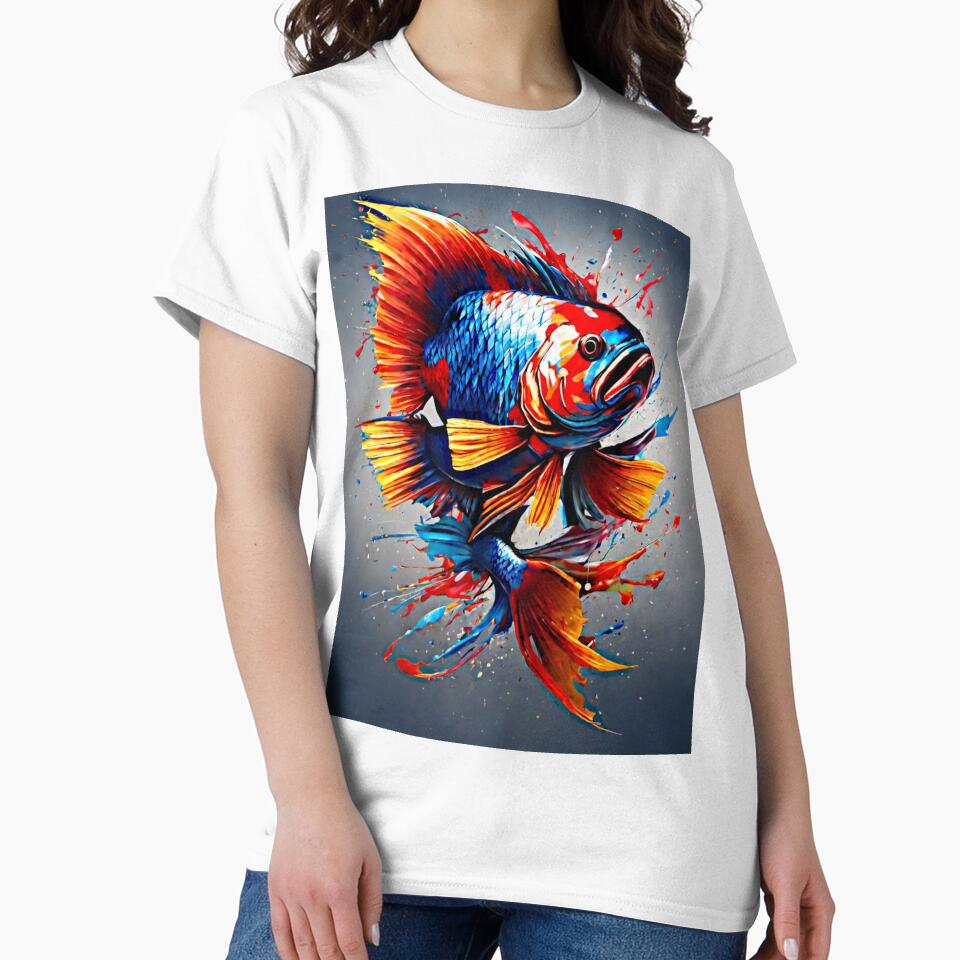 The artwork captures the vibrant essence of a Siamese Fighting Fish. by Best-Art-32