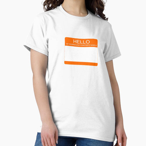 "Hello My Sourdough Starter's Name Is” Funny Sourdough Design (Orange) by goldfishbubble