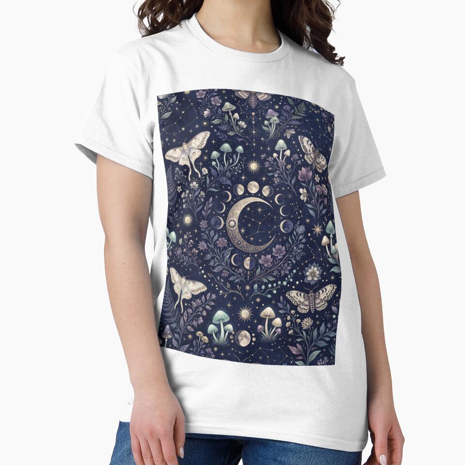 Midnight Moon Garden | Mystical Celestial Botanical Seamless Pattern by AP Digi Store