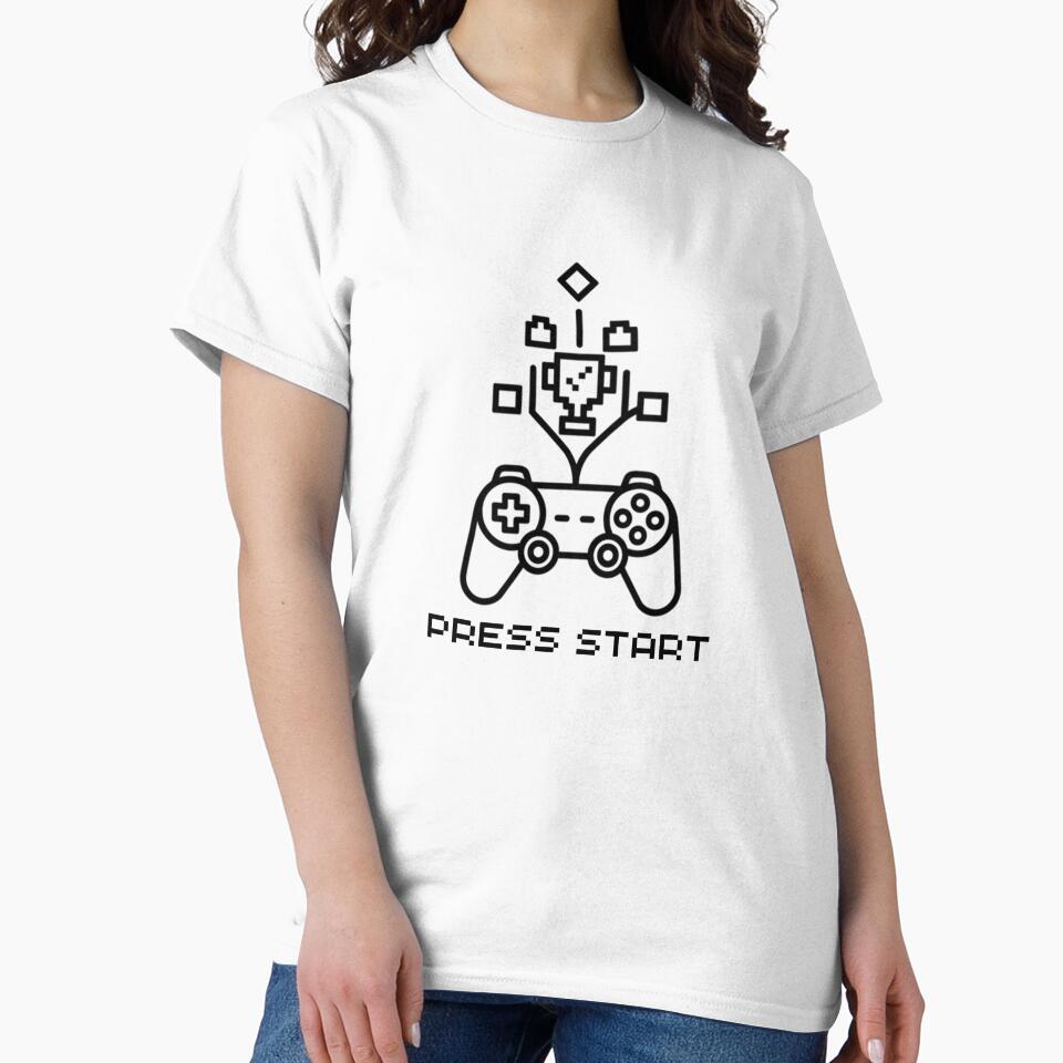 Press Start Gaming Player Video Game Console Controller Gamer by Yassine Line Studio