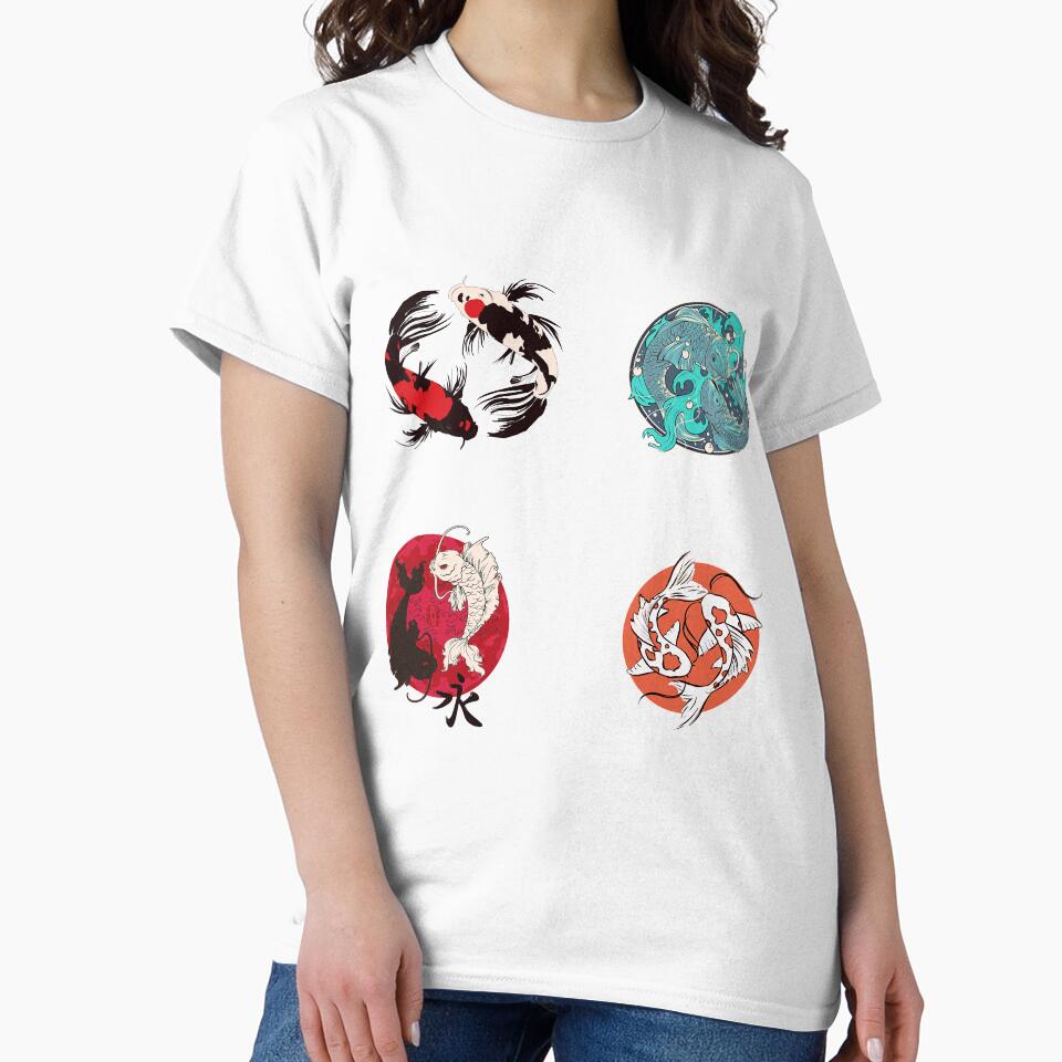 Coloured Koi Fish Sticker Pack, Ornamental Carp, Japanese Symbol For Zen by Black11Flamingo