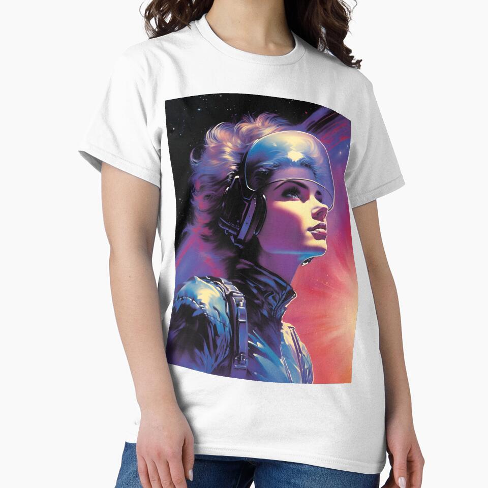 Futuristic Girl in a Spacesuit Looking Upward by Je-we