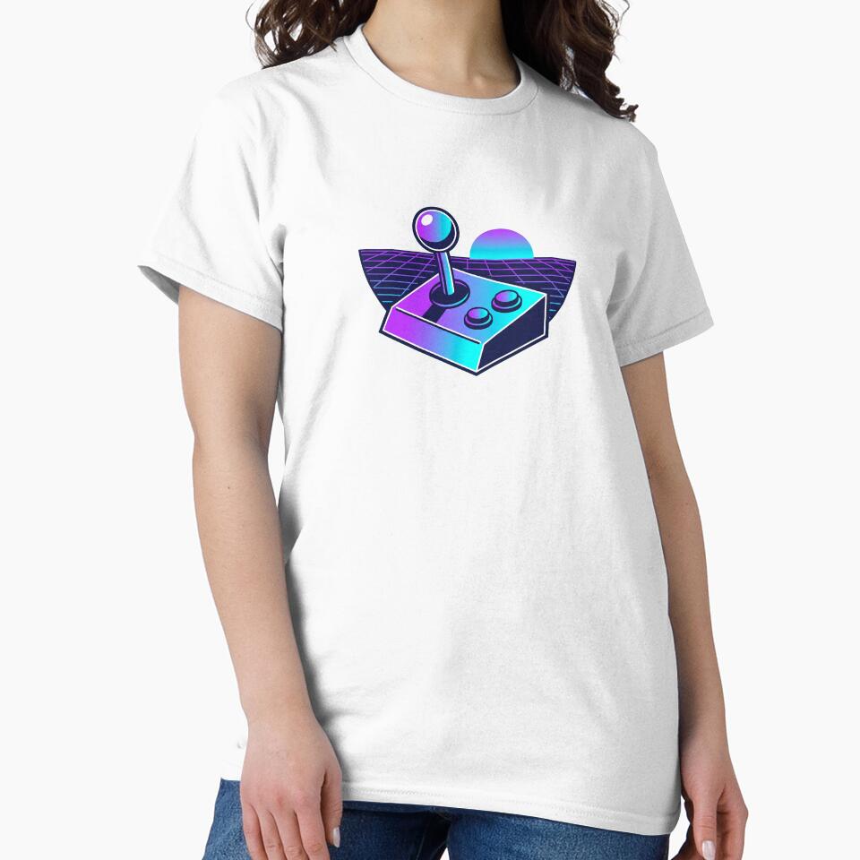 Retro Arcade Joystick Synthwave Grid Illustration by Ninjacatoff