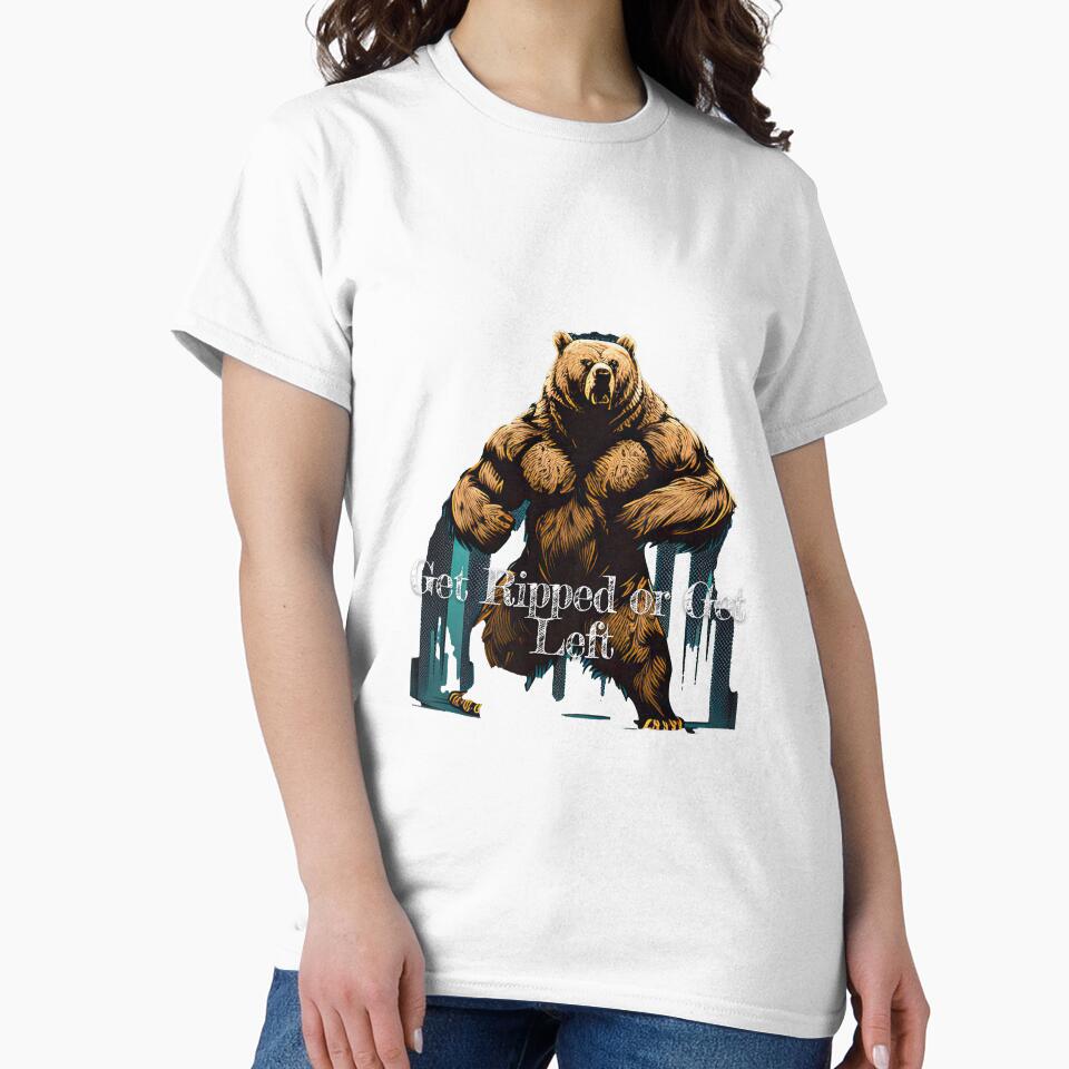 Get Ripped or Get Left Bodybuilding Fitness Gym Workout Exercise Merch Print  Design by tengamerx
