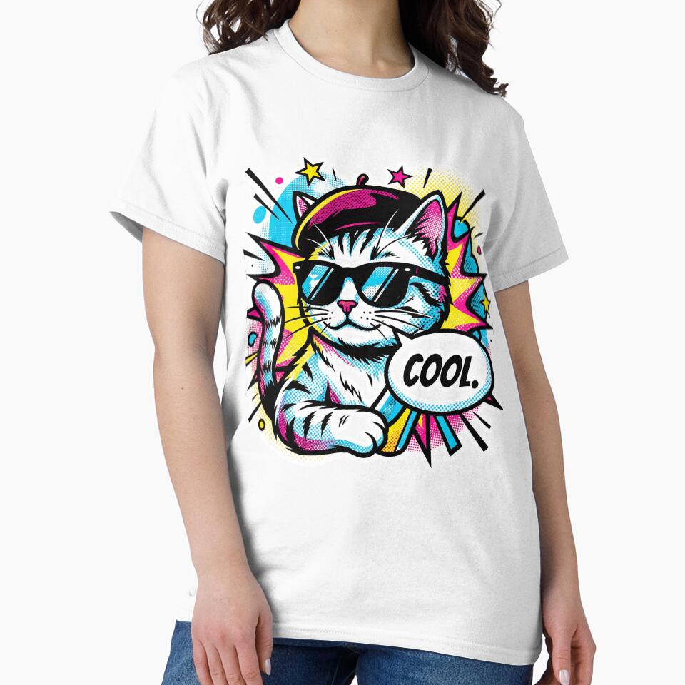 Retro Pop Art Cool Cat with Beret and Sunglasses Comic Explosion by MoonlitDoodles1